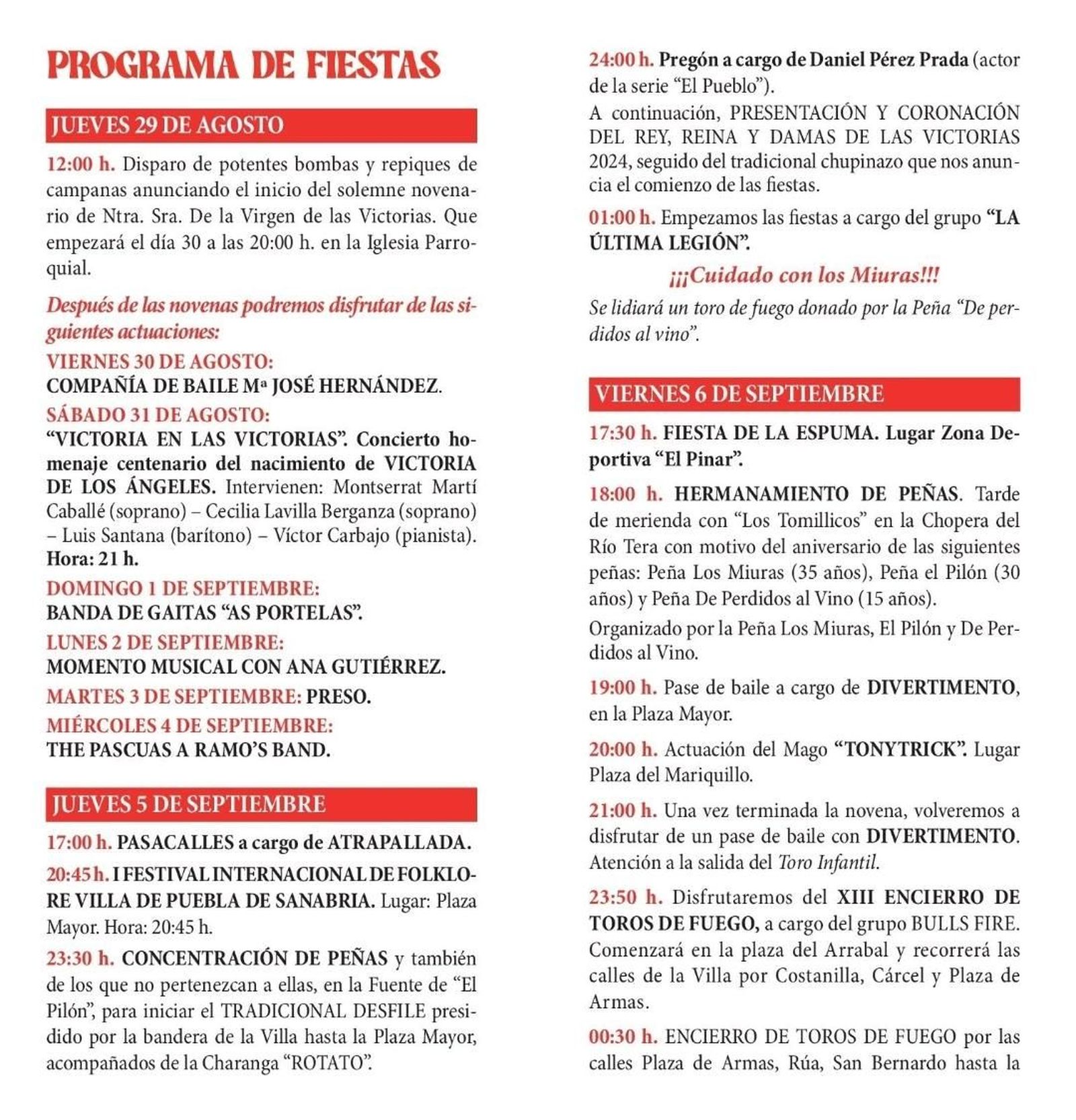 Programa de fiestas