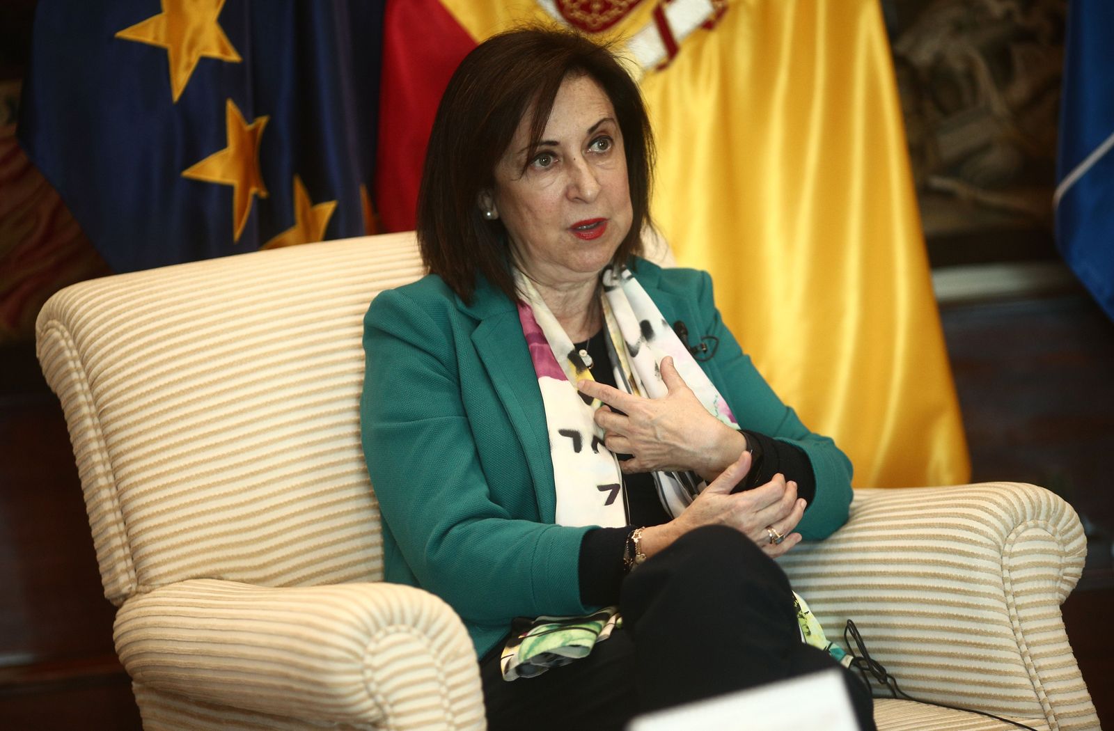 La ministra de Defensa, Margarita Robles, durante una entrevista con Europa Press
