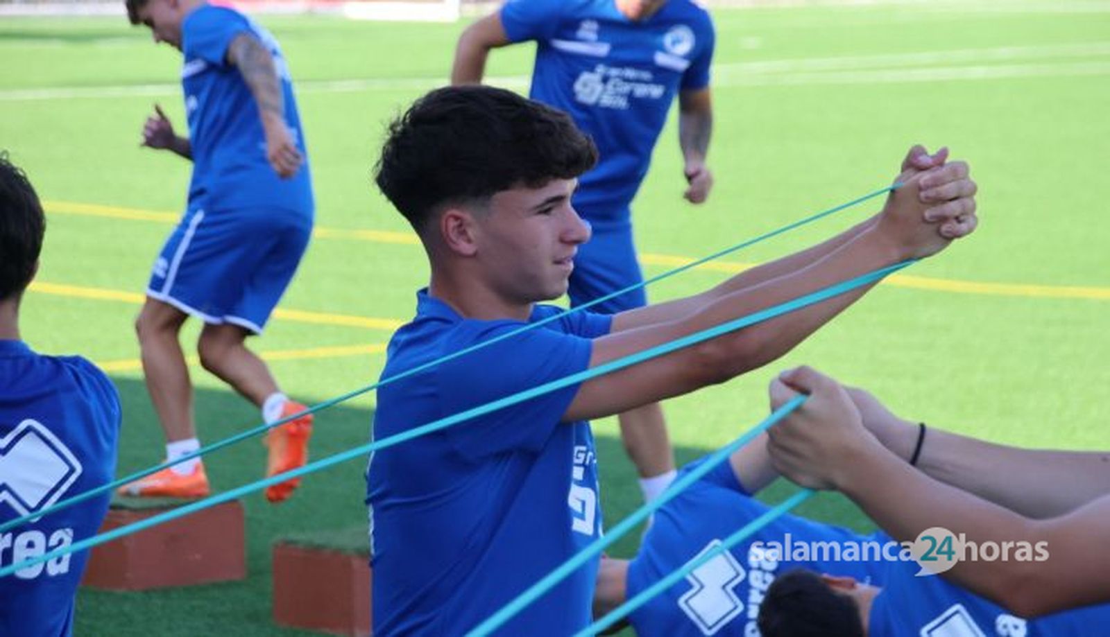 Rozas, en un entrenamiento con el primer equipo de Unionistas