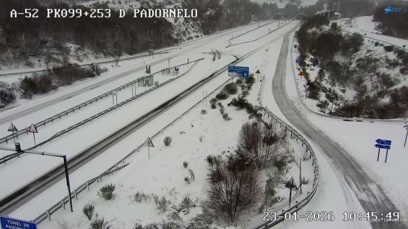 Situación de la A-52 este viernes debido al temporal. Activado el nivel rojo