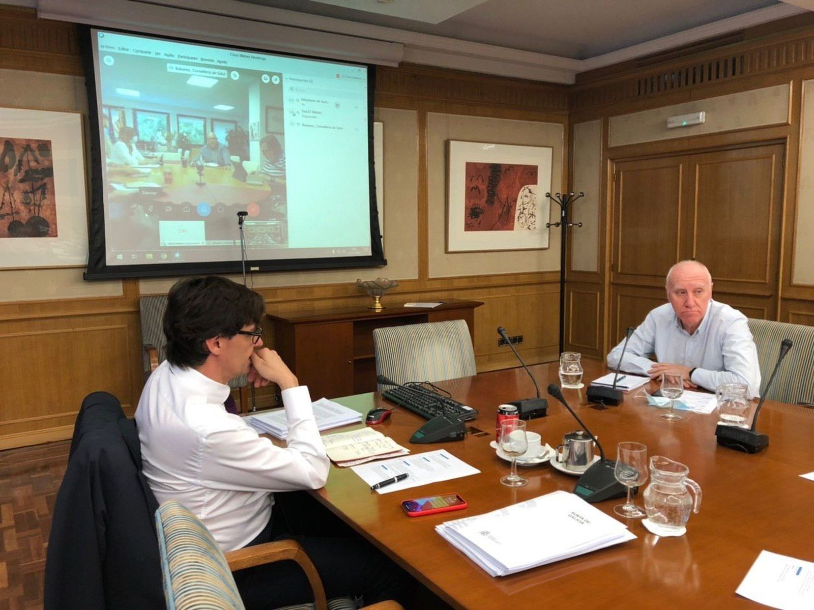 El ministro de Sanidad, Salvador Illa, en una de las videoconferencias con consejeros para estudiar el cambio de fase