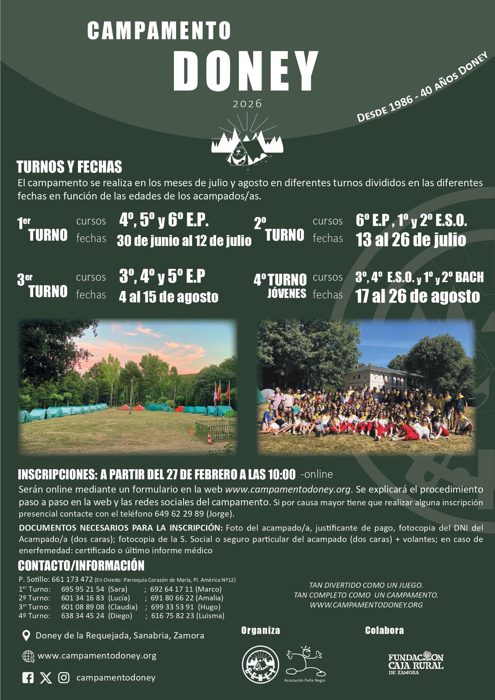 Cartel del campamento Doney 2026