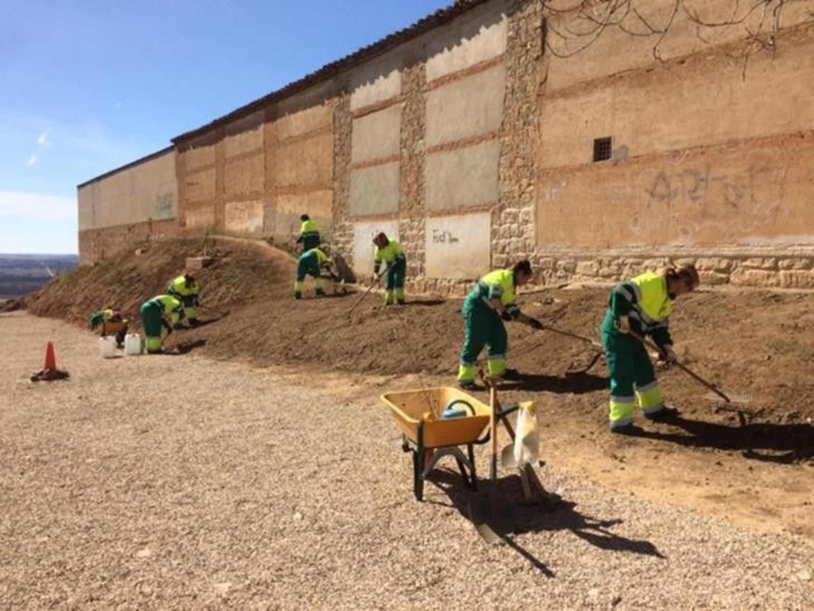 Los alumnos de 'Tío Babú' limpian la Torre de Malpique en el Paseo del Carmen de Toro