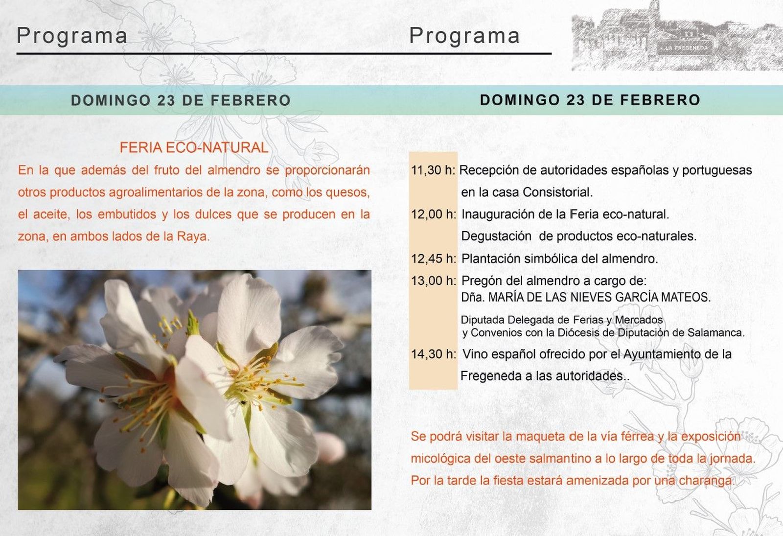 Programa Día Almendro en La Fregeneda 