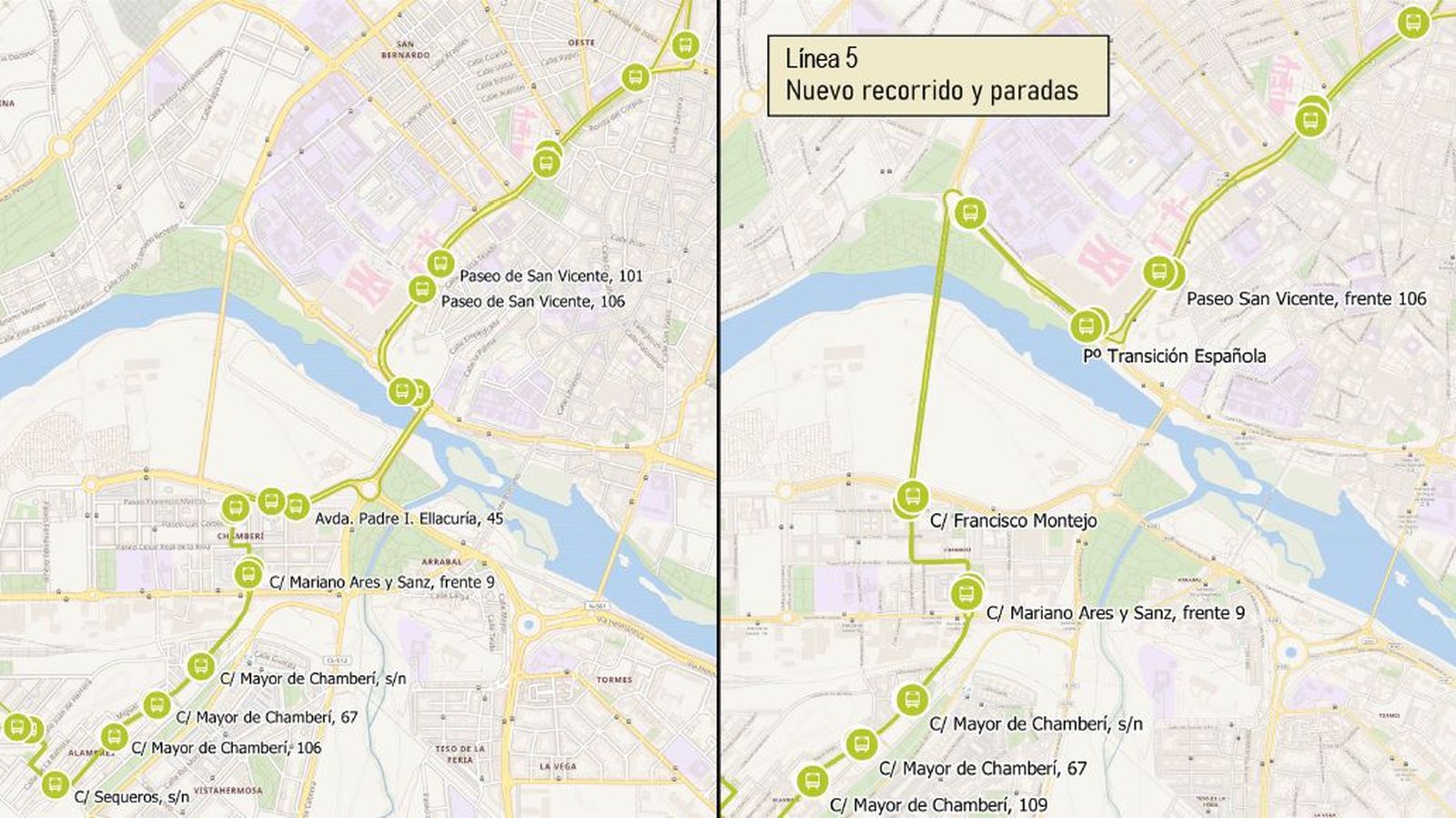 Nuevo recorrido de la línea 5