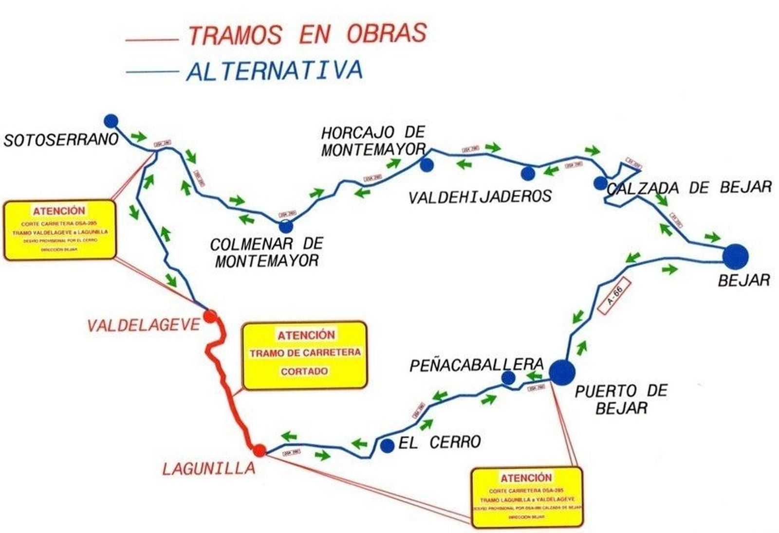 La carretera de Valdelageve a Lagunilla, cerrada durante doce días