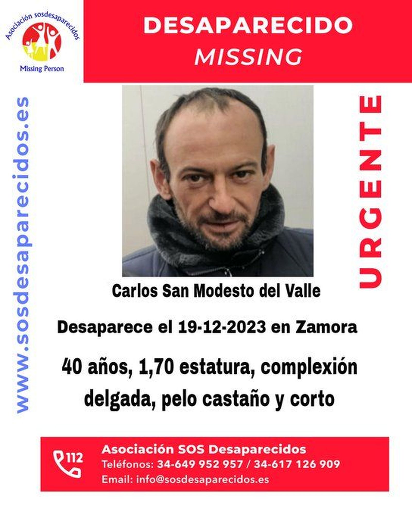 Carlos San Modesto del Valle, desaparecido en Zamora