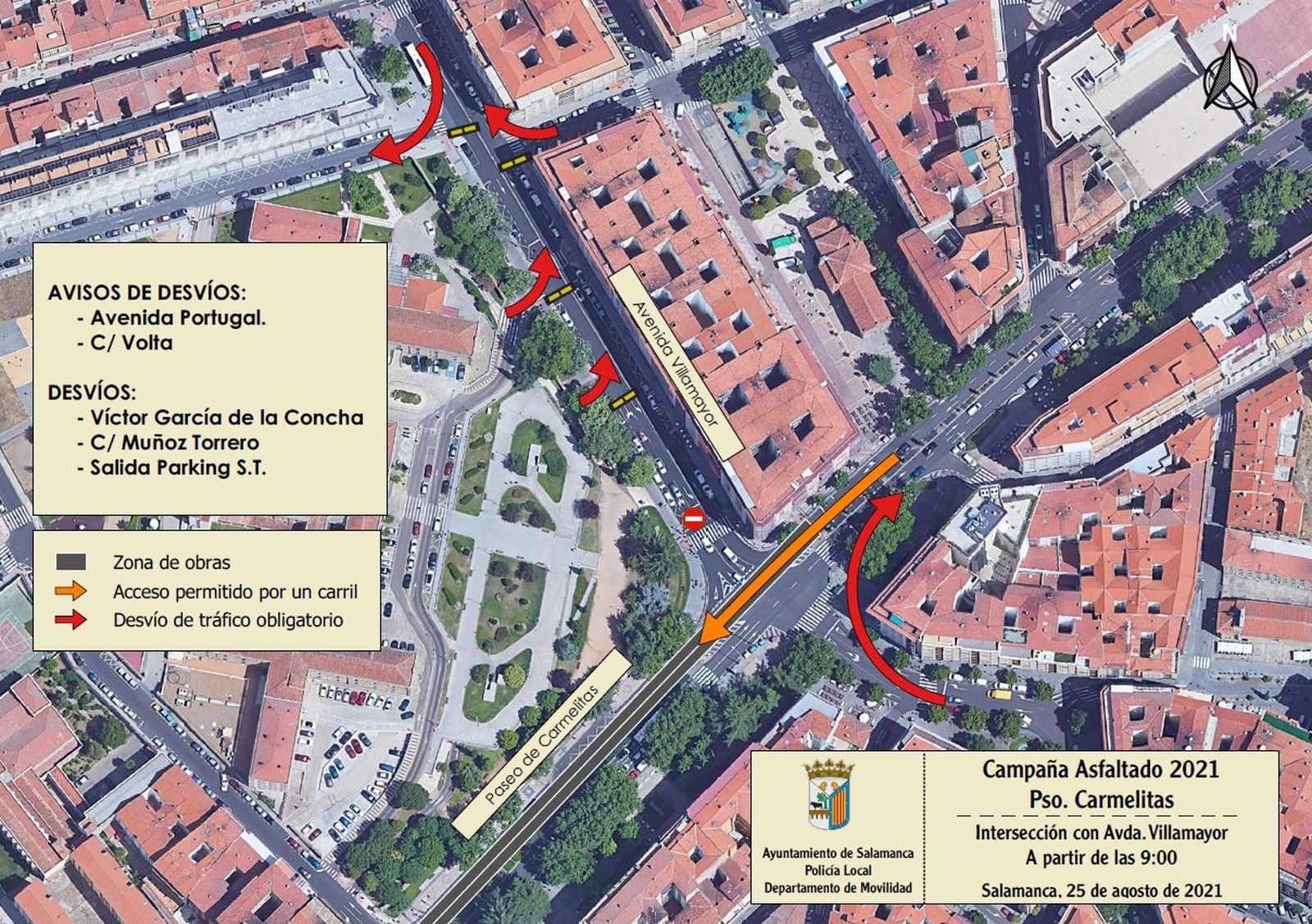 Cortes y desvíos Carmelitas avenida Villamayor