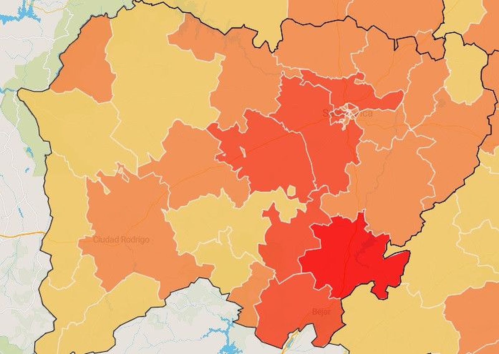 Mapa del coronavirus: Peñaranda, Béjar y Alba de Tormes registran los descensos de casos más importantes