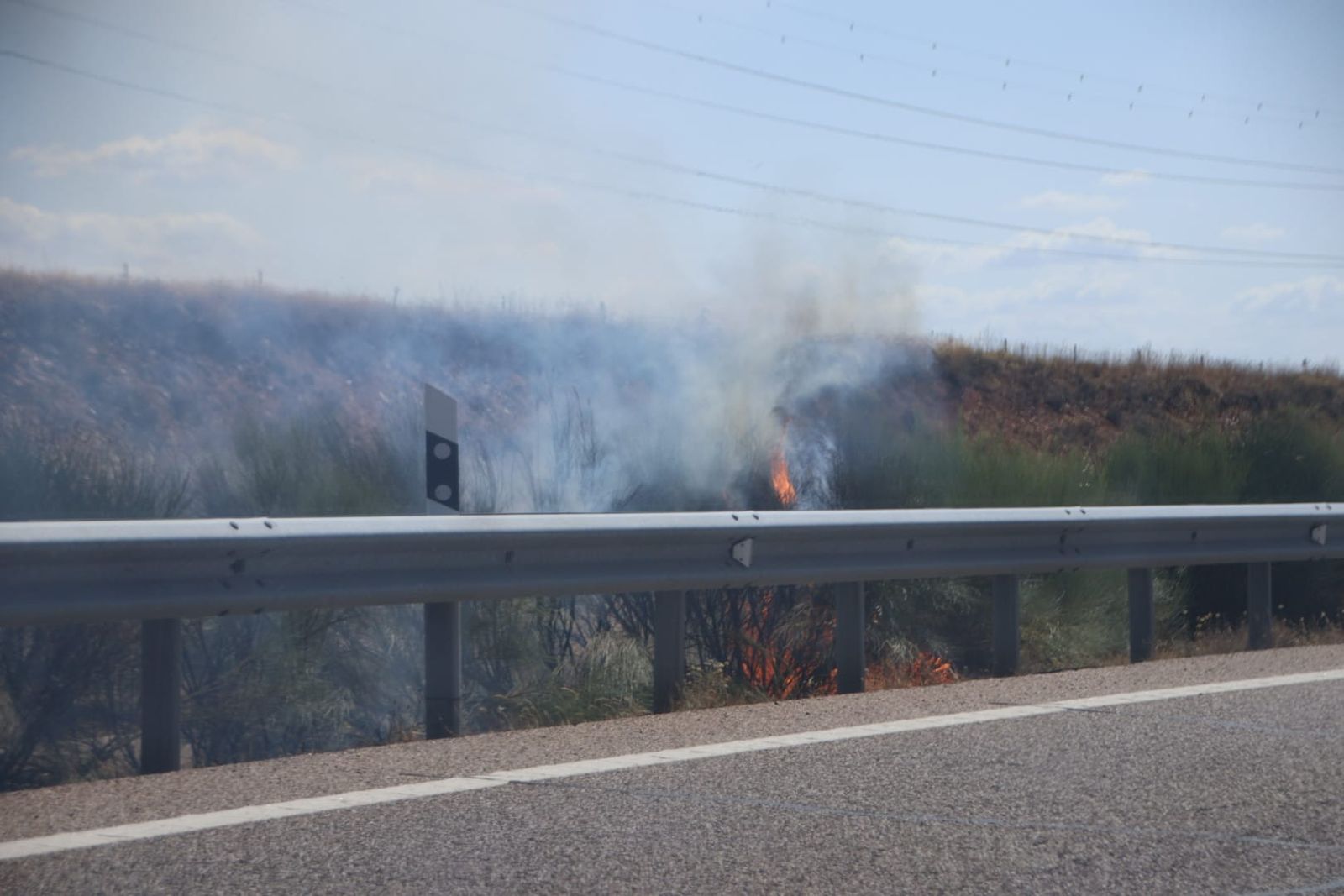 Movilización de varios medios por un incendio en plena A-62 Movilización de varios medios por un incendio en plena A-62