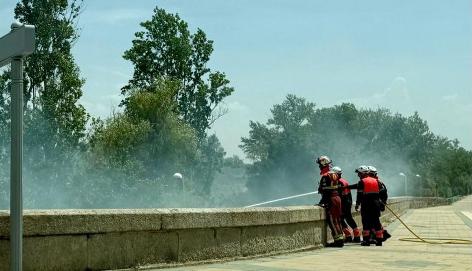 Incendio de pasto junto al puente de Enrique Estevan Incendio de pasto junto al puente de Enrique Estevan