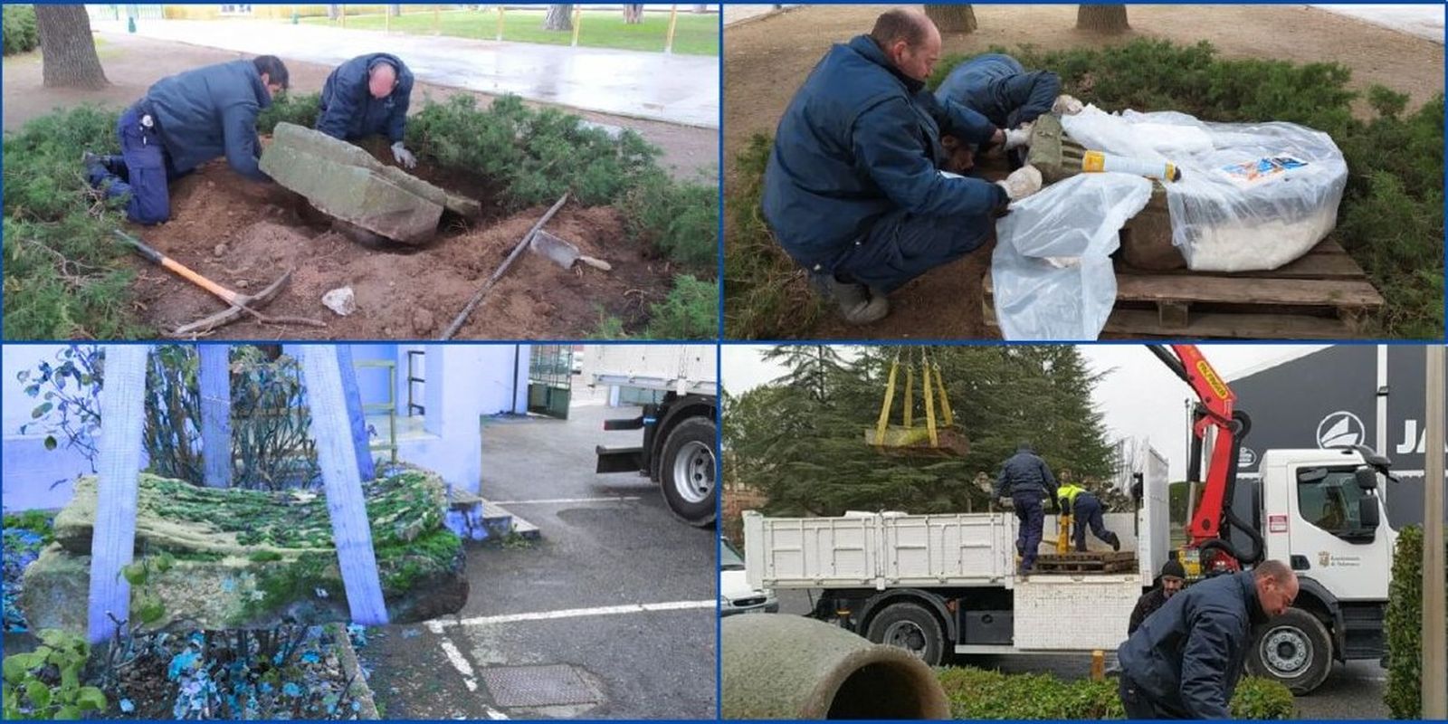 Traslado de los escudos del Palacio de La Roca