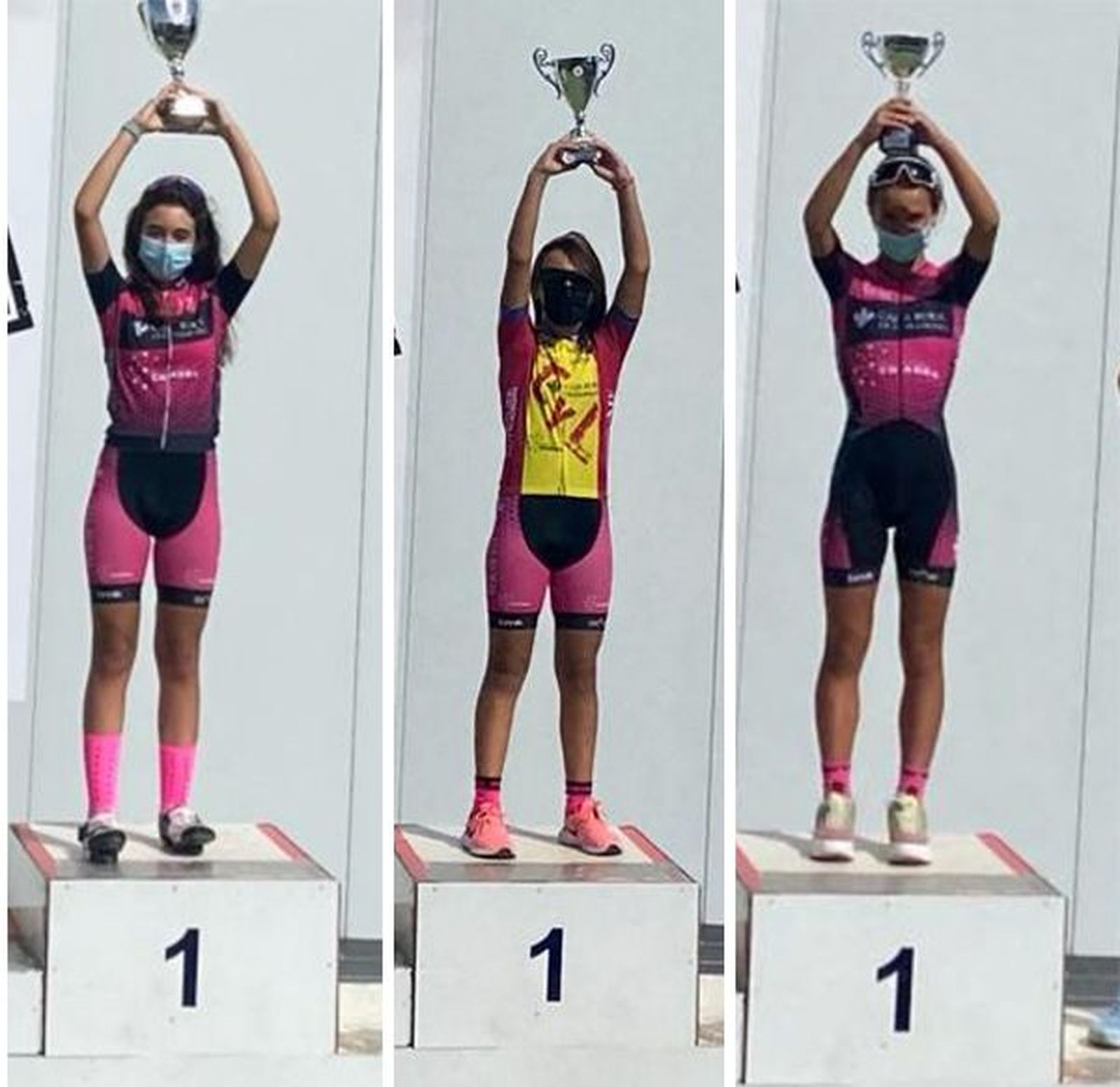 Las tres ganadoras de la Escuela de Ciclismo Promesal - Caja Rural. Las tres ganadoras de la Escuela de Ciclismo Promesal - Caja Rural.