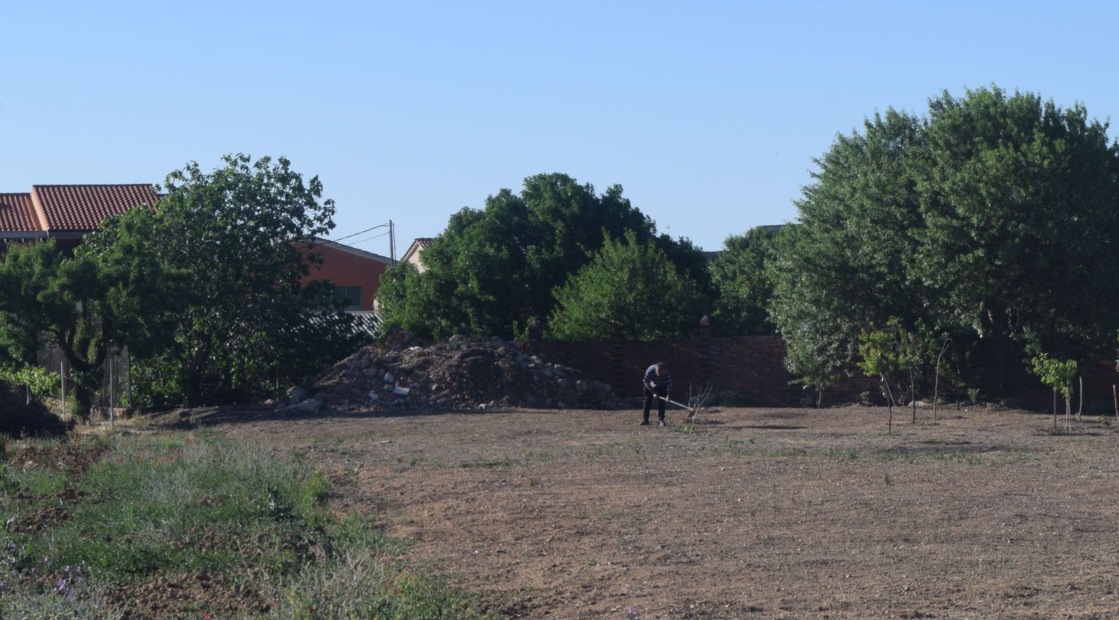 Un agricultor trabaja en su tierra