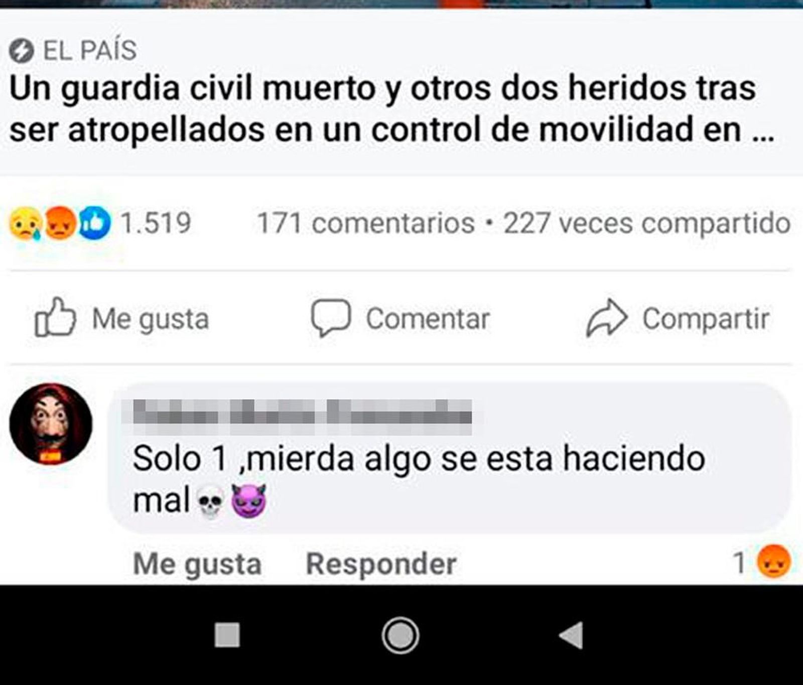 Comentario realizado que está siendo investigado