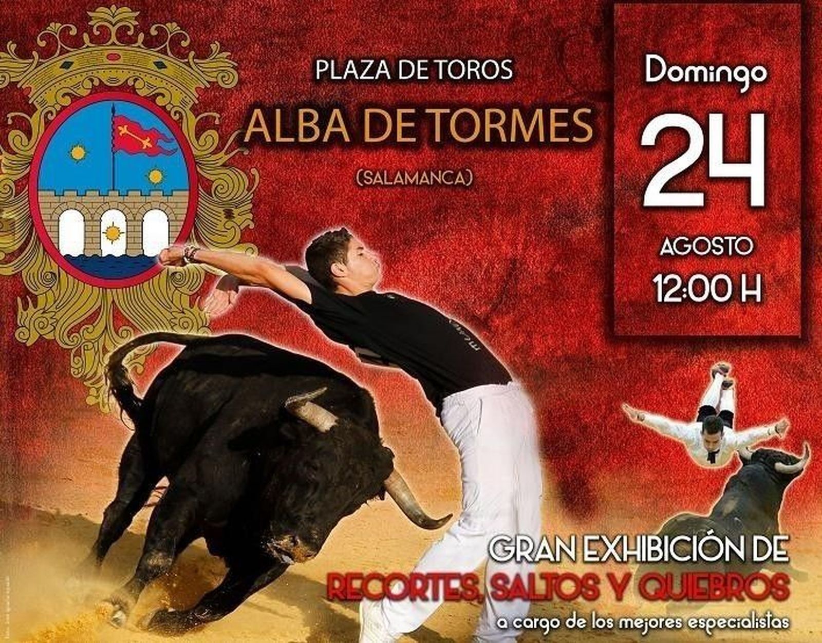 Exhibición de cortes y un encierro de novillos vespertino en Alba de Tormes