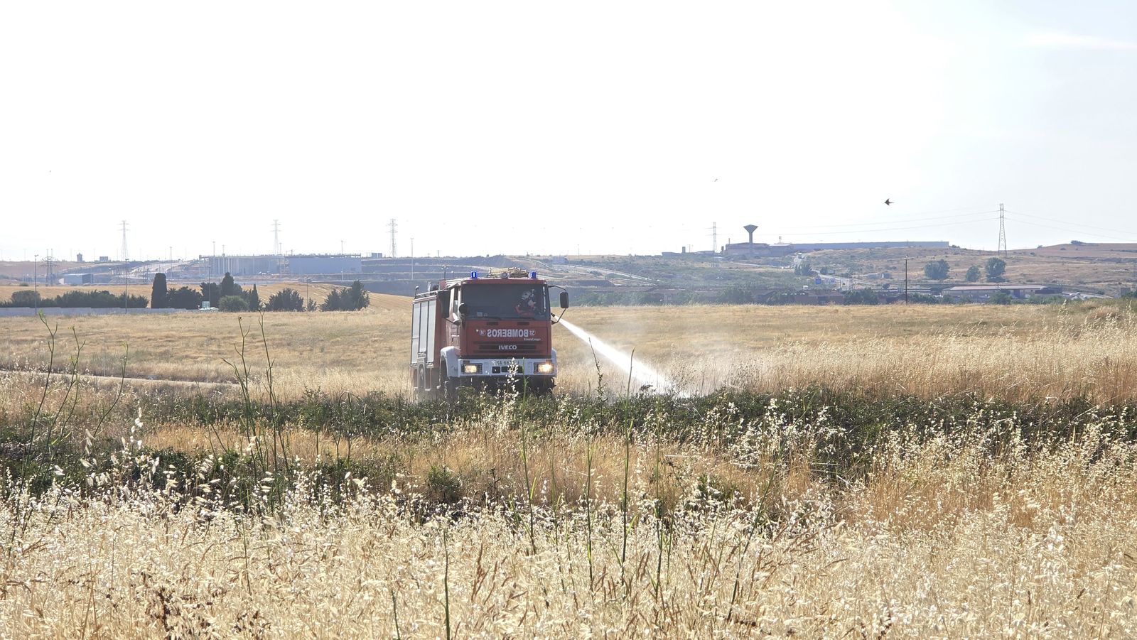 Incendio de pasto en la calle Félix Candela (Aldeatejada)