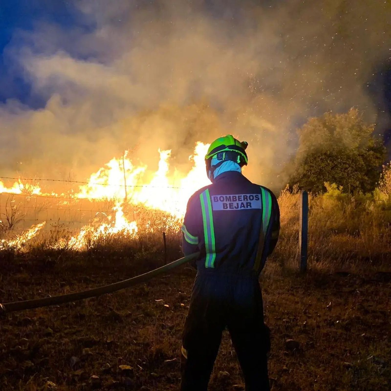Bomberos Béjar en el incendio de Monsagro