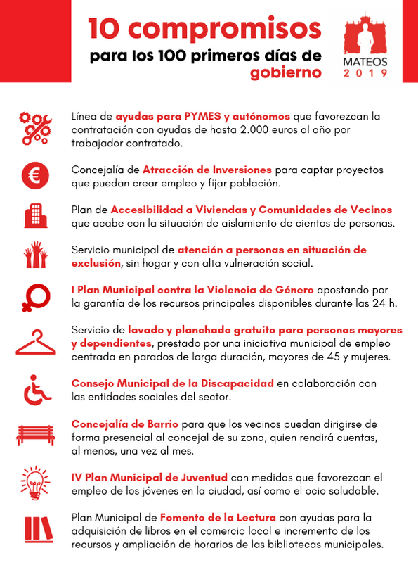 PSOE Josu00e9 Luis Mateos 10 compromisos para los primeros 100 du00edas de gobierno